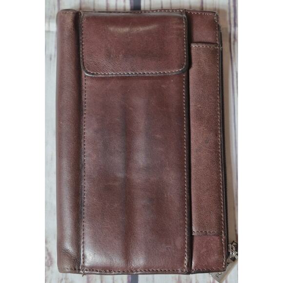 Vintage Fossil Brown Genuine Leather Wallet Many Pockets & Organizers - Picture 9 of 11
